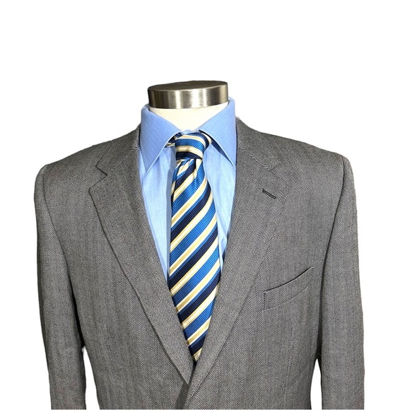 Joesph & Feiss 100% Lambswool Mens Grey & Black Stripe Sports Jackets Size 44L - Picture 3 of 16